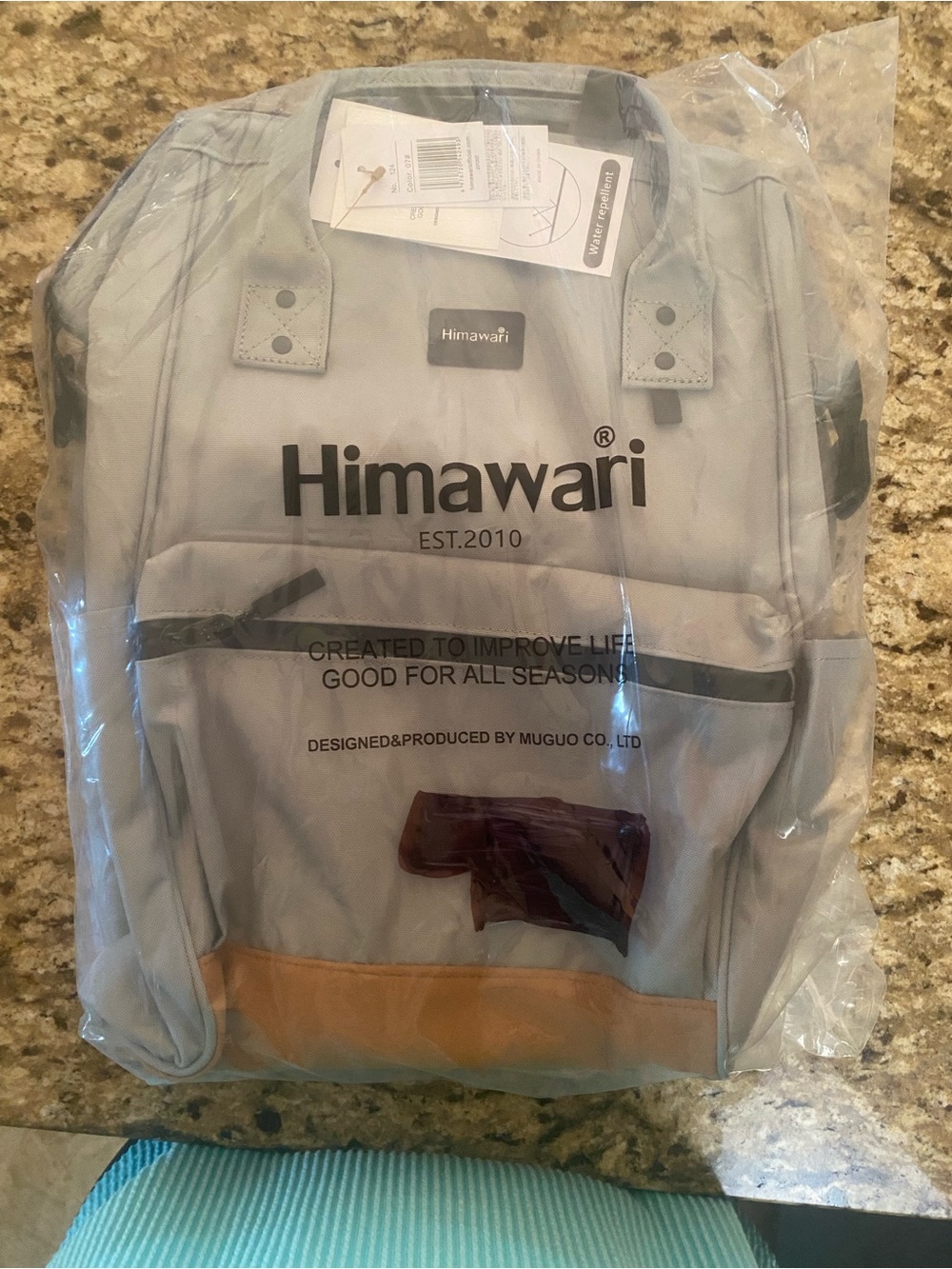 Himawari Light Gray Backpack with Tan Accent
